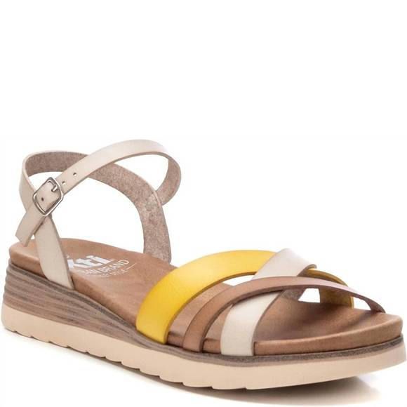 NEW XTI women's strappy comfort sandals in beige - Picture 1 of 3